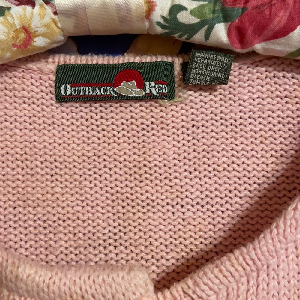 Vintage Pink cotton button down sweater - Picture 3 of 4